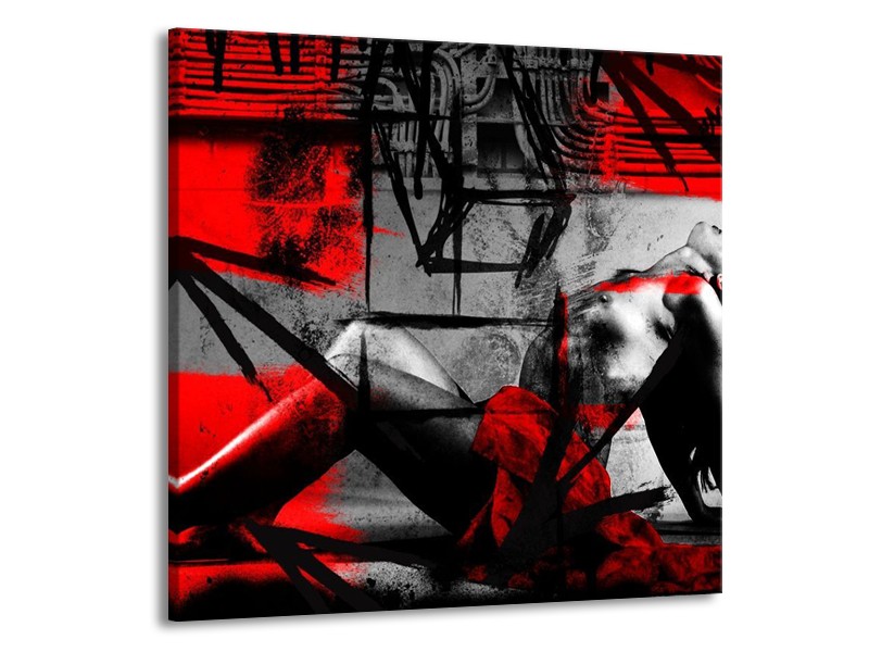 Glas schilderij Lichaam | Rood, Grijs, Zwart | 70x70cm 1Luik