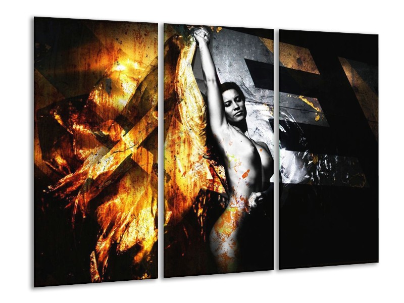 Glas schilderij Lichaam | Goud, Zwart, Grijs | 120x80cm 3Luik