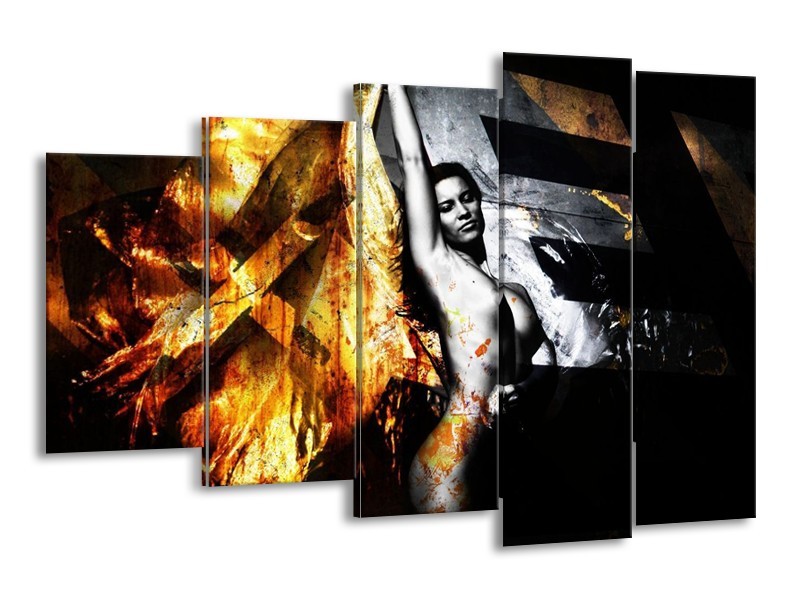 Glas schilderij Lichaam | Goud, Zwart, Grijs | 150x100cm 5Luik