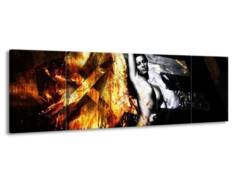 Canvas schilderij Lichaam | Goud, Zwart, Grijs | 170x50cm 3Luik