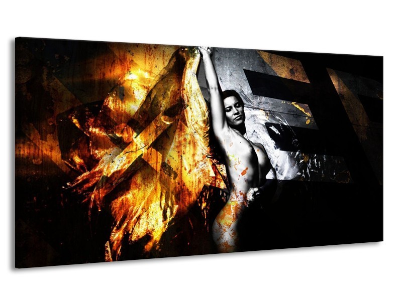 Canvas schilderij Lichaam | Goud, Zwart, Grijs | 170x90cm 1Luik