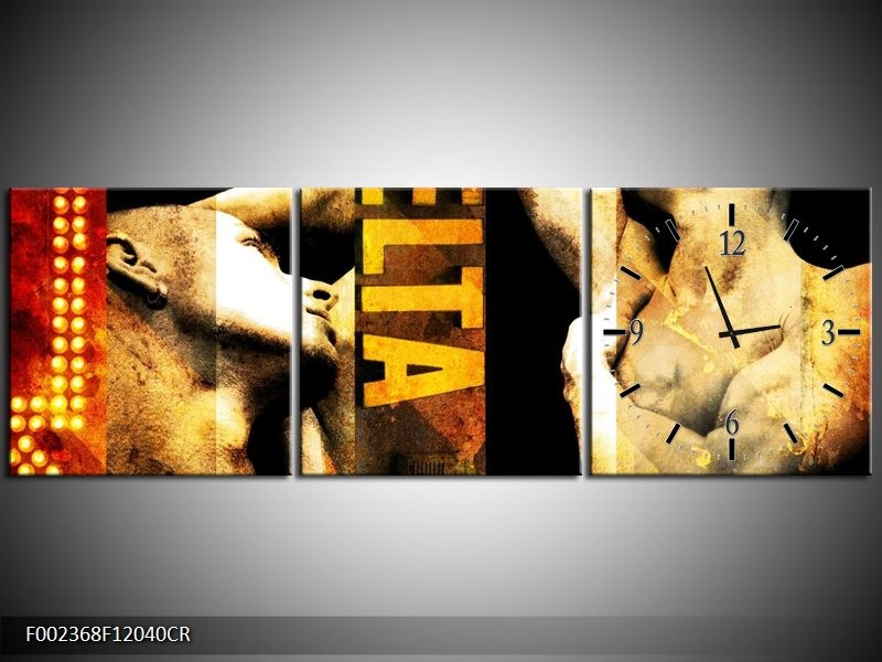 Klok schilderij Lichaam | Geel, Goud, Zwart | 120x40cm 3Luik