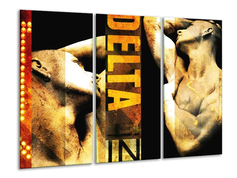 Glas schilderij Lichaam | Geel, Goud, Zwart | 120x80cm 3Luik