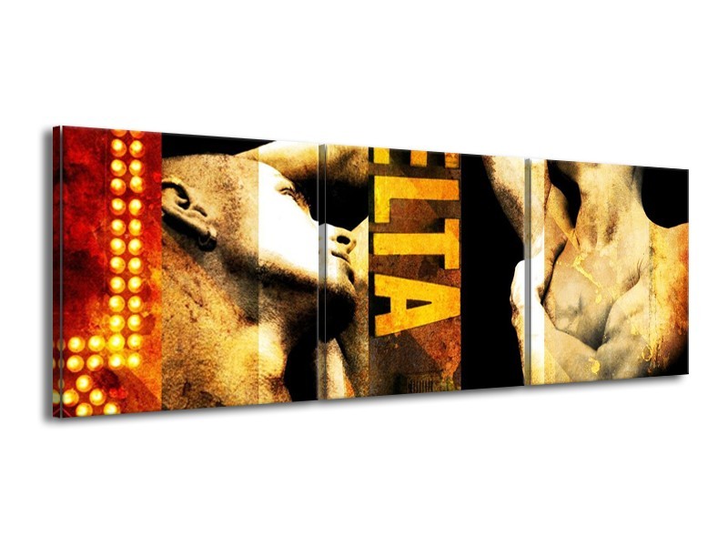 Glas schilderij Lichaam | Geel, Goud, Zwart | 150x50cm 3Luik