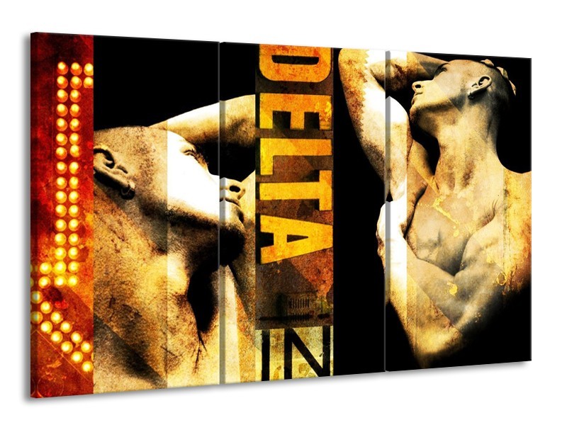 Glas schilderij Lichaam | Geel, Goud, Zwart | 165x100cm 3Luik