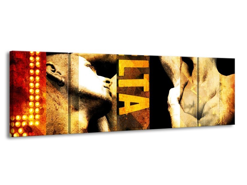 Glas schilderij Lichaam | Geel, Goud, Zwart | 170x50cm 3Luik