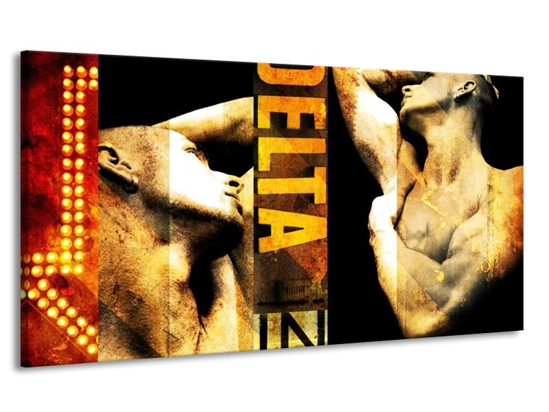 Canvas schilderij Lichaam | Geel, Goud, Zwart | 170x90cm 1Luik