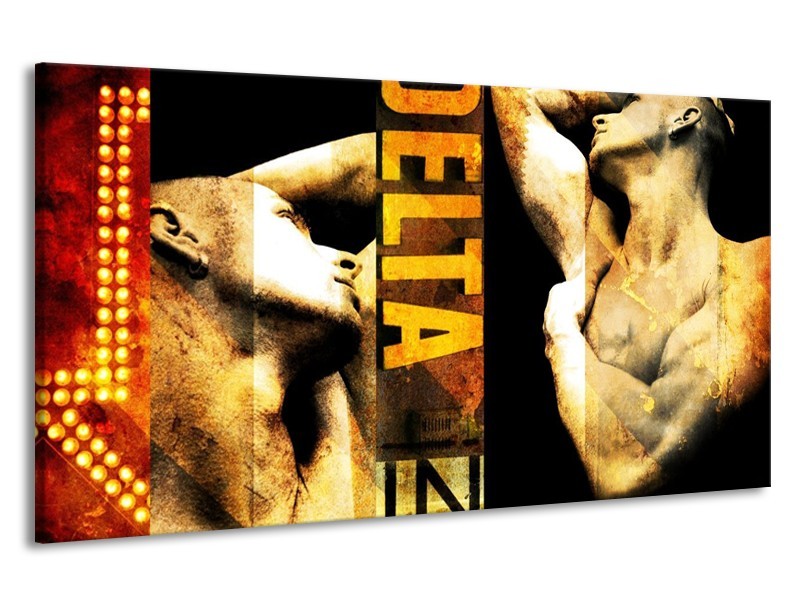 Canvas schilderij Lichaam | Geel, Goud, Zwart | 190x100cm 1Luik