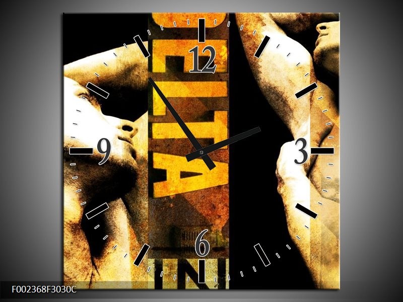 Klok schilderij Lichaam | Geel, Goud, Zwart | 30x30cm 1Luik