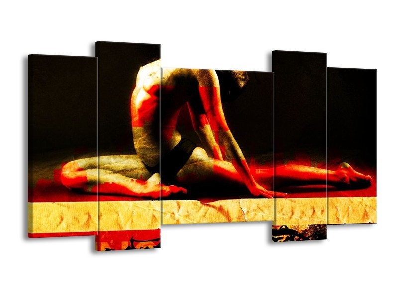 Canvas schilderij Lichaam | Rood, Zwart, Goud | 120x65 5Luik