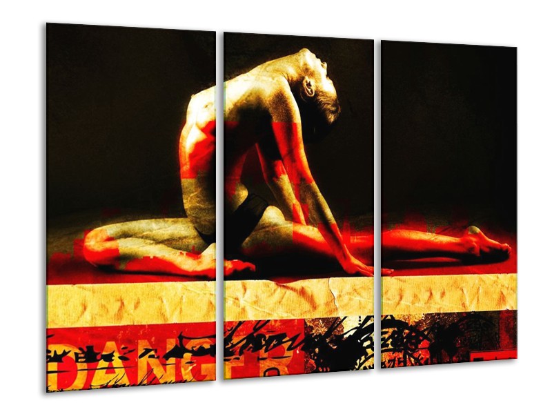 Canvas schilderij Lichaam | Rood, Zwart, Goud | 120x80cm 3Luik