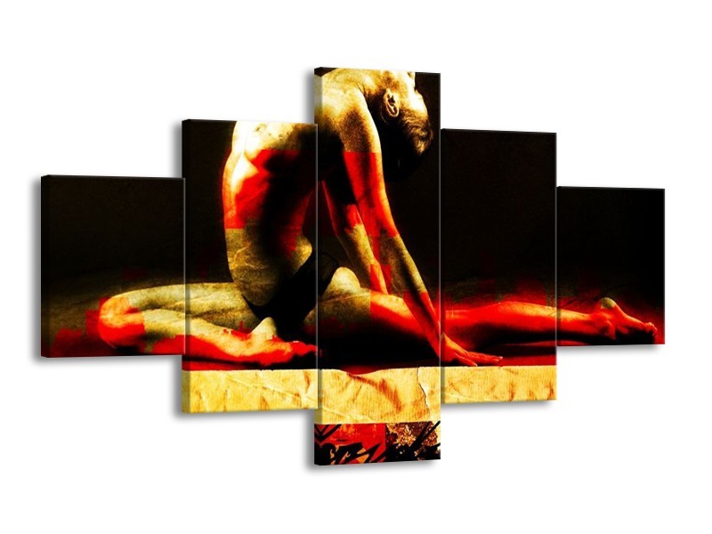 Glas schilderij Lichaam | Rood, Zwart, Goud | 125x70cm 5Luik