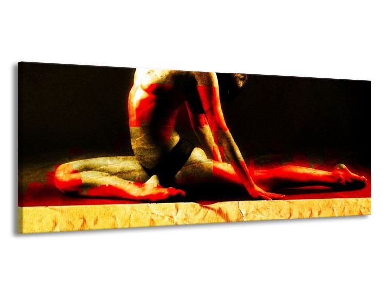 Glas schilderij Lichaam | Rood, Zwart, Goud | 145x58cm 1Luik