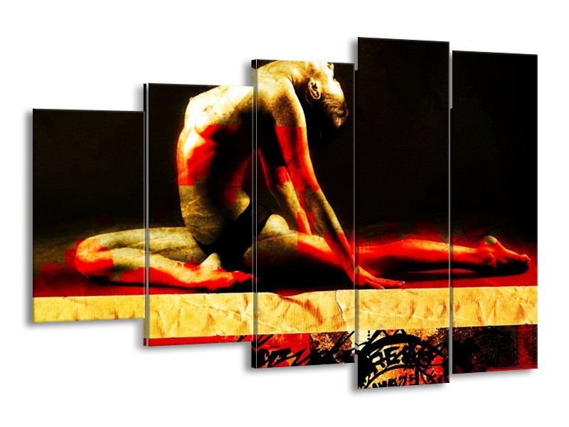 Canvas schilderij Lichaam | Rood, Zwart, Goud | 150x100cm 5Luik