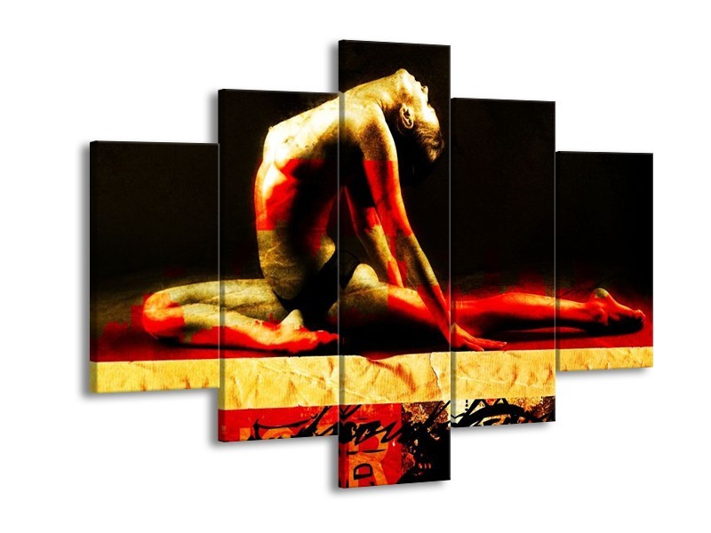 Canvas schilderij Lichaam | Rood, Zwart, Goud | 150x105cm 5Luik