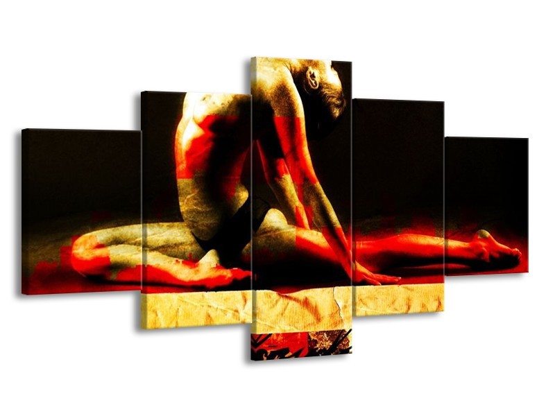 Glas schilderij Lichaam | Rood, Zwart, Goud | 150x80cm 5Luik