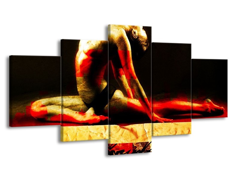 Canvas schilderij Lichaam | Rood, Zwart, Goud | 150x80cm 5Luik