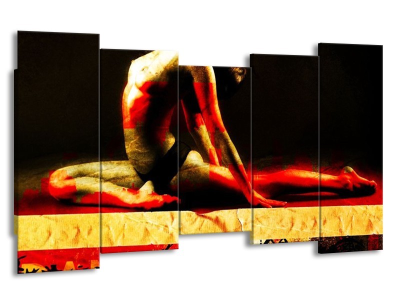 Canvas schilderij Lichaam | Rood, Zwart, Goud | 150x80cm 5Luik