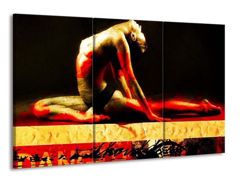 Canvas schilderij Lichaam | Rood, Zwart, Goud | 165x100cm 3Luik