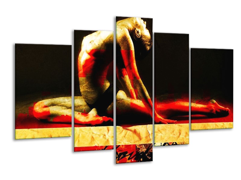 Canvas schilderij Lichaam | Rood, Zwart, Goud | 170x100cm 5Luik
