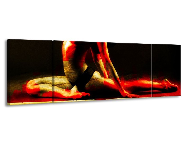 Canvas schilderij Lichaam | Rood, Zwart, Goud | 170x50cm 3Luik