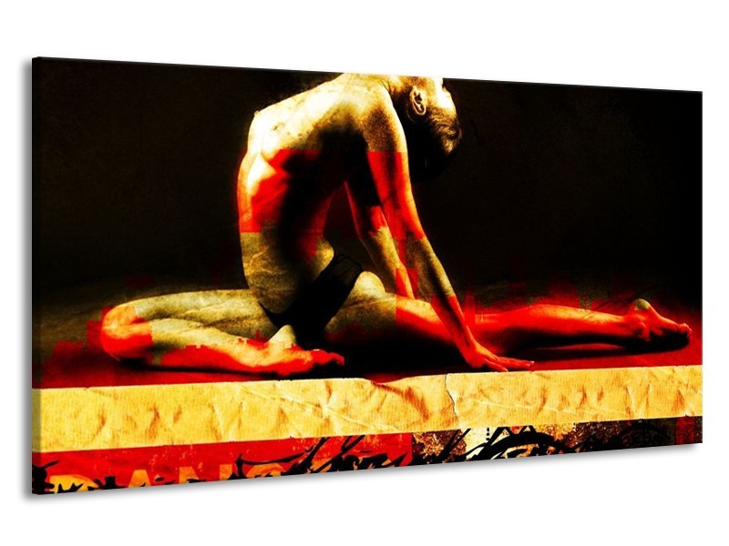 Canvas schilderij Lichaam | Rood, Zwart, Goud | 190x100cm 1Luik