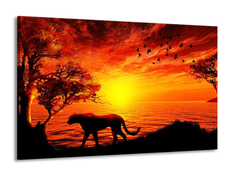 Canvas schilderij Natuur | Oranje, Zwart, Rood | 140x90cm 1Luik