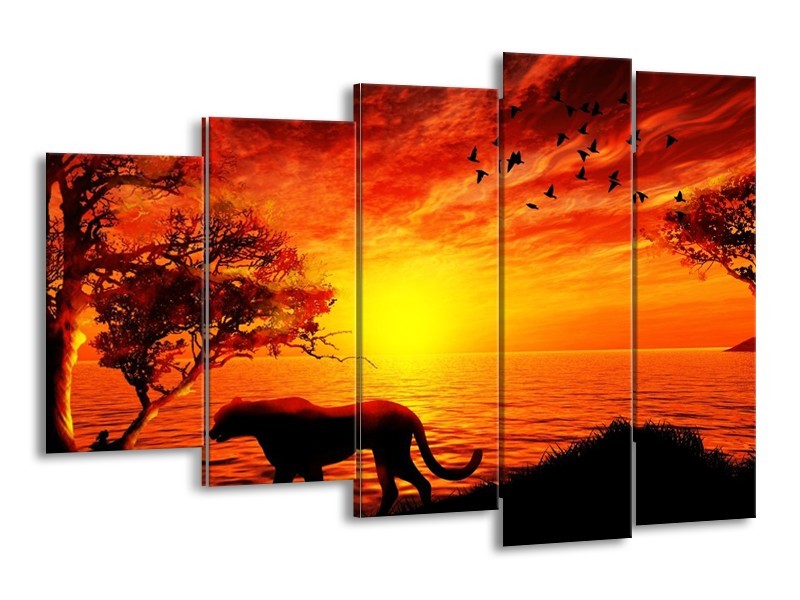 Canvas schilderij Natuur | Oranje, Zwart, Rood | 150x100cm 5Luik