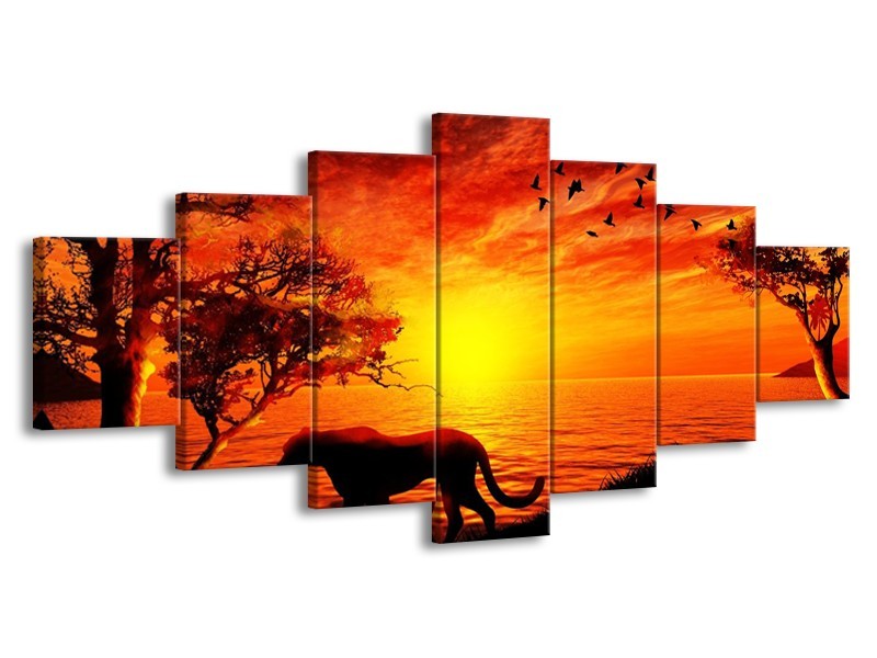 Glas schilderij Natuur | Oranje, Zwart, Rood | 210x100cm 7Luik