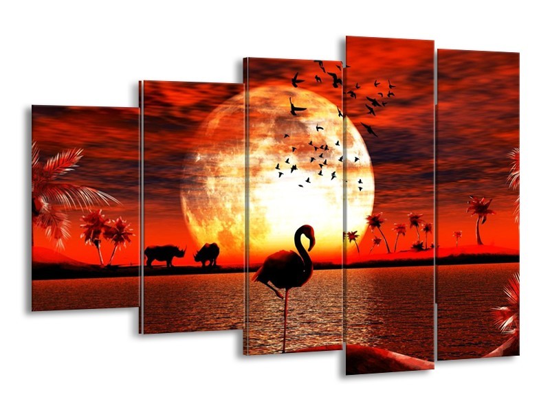 Canvas schilderij Dieren | Rood, Wit, Zwart | 150x100cm 5Luik