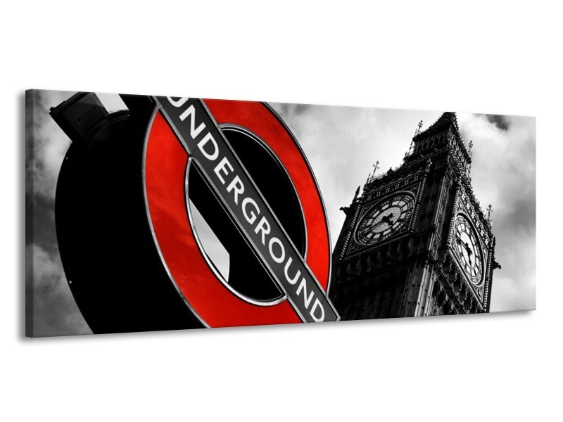 Glas schilderij Londen | Zwart, Rood, Wit | 145x58cm 1Luik