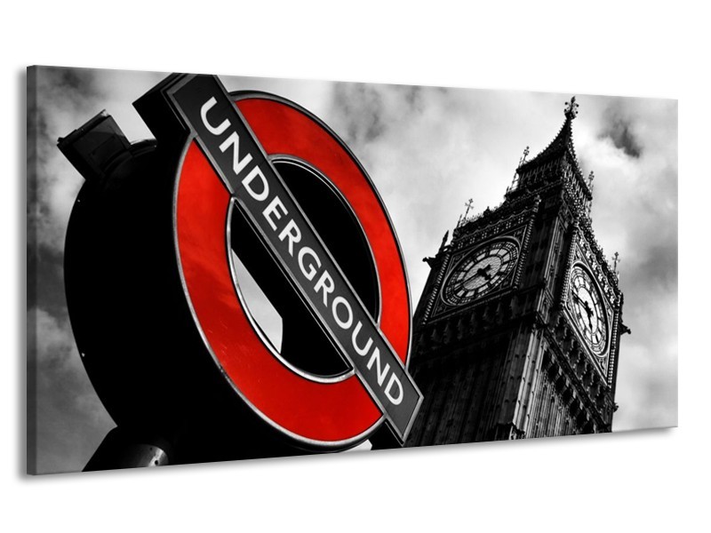 Canvas schilderij Londen | Zwart, Rood, Wit | 170x90cm 1Luik