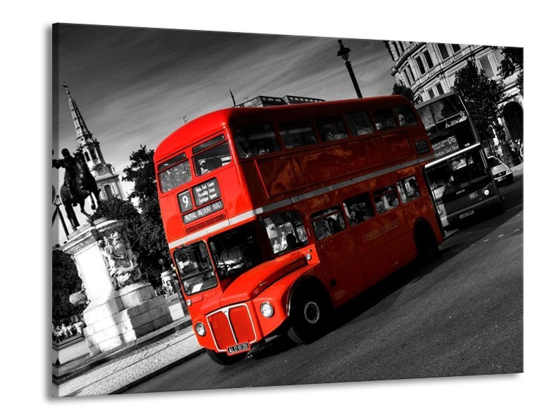 Glas schilderij Londen | Rood, Zwart, Grijs | 100x70cm 1Luik