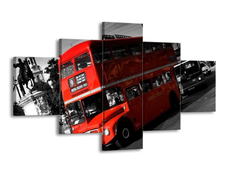 Glas schilderij Londen | Rood, Zwart, Grijs | 125x70cm 5Luik