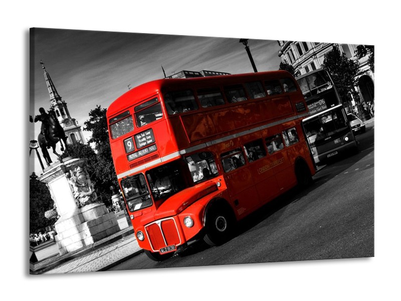 Canvas schilderij Londen | Rood, Zwart, Grijs | 140x90cm 1Luik