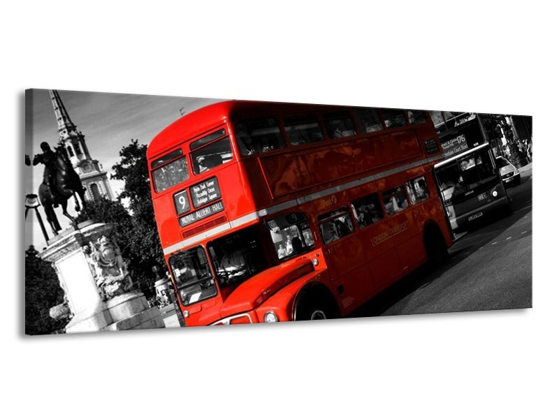 Glas schilderij Londen | Rood, Zwart, Grijs | 145x58cm 1Luik