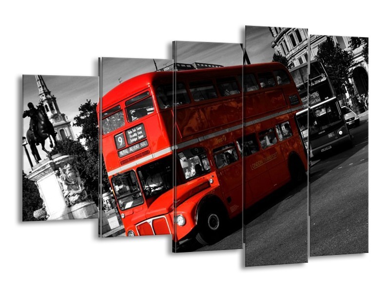 Glas schilderij Londen | Rood, Zwart, Grijs | 150x100cm 5Luik