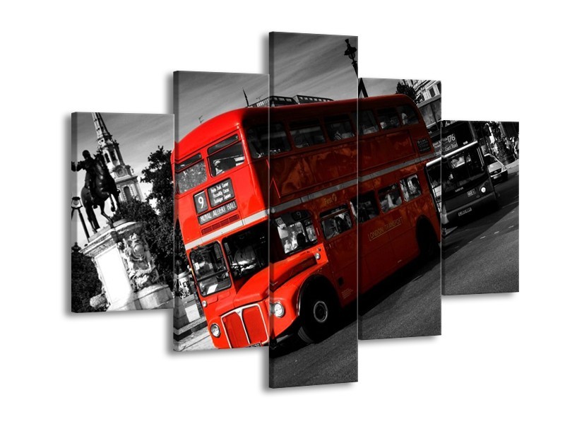 Glas schilderij Londen | Rood, Zwart, Grijs | 150x105cm 5Luik