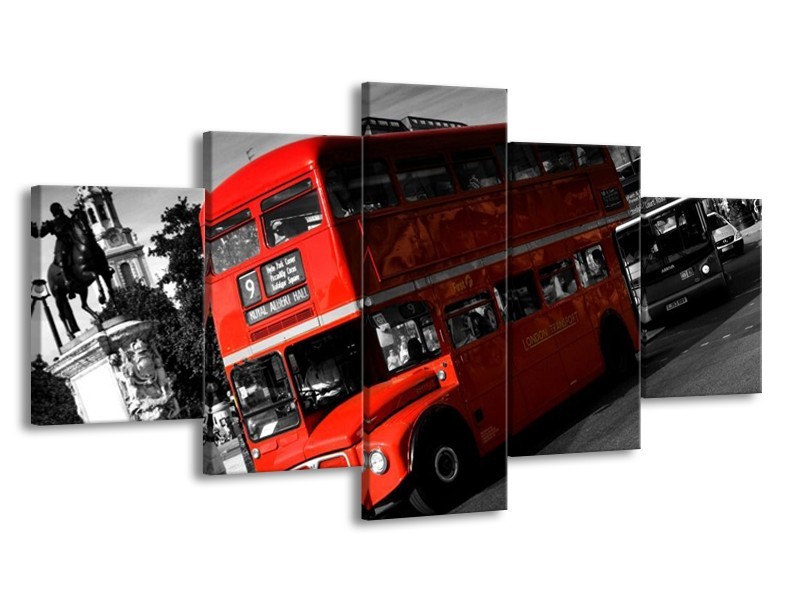 Canvas schilderij Londen | Rood, Zwart, Grijs | 150x80cm 5Luik