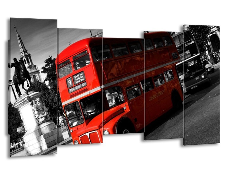 Canvas schilderij Londen | Rood, Zwart, Grijs | 150x80cm 5Luik