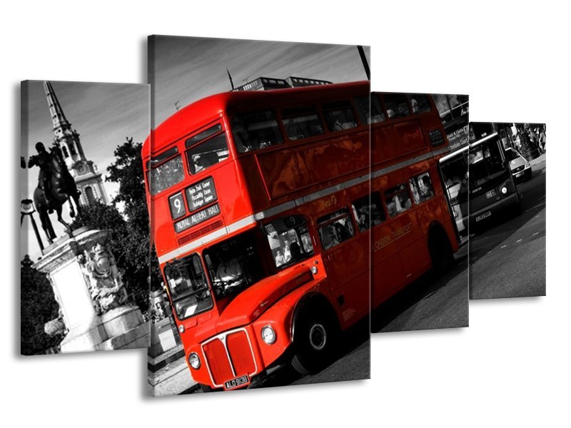 Glas schilderij Londen | Rood, Zwart, Grijs | 160x90cm 4Luik
