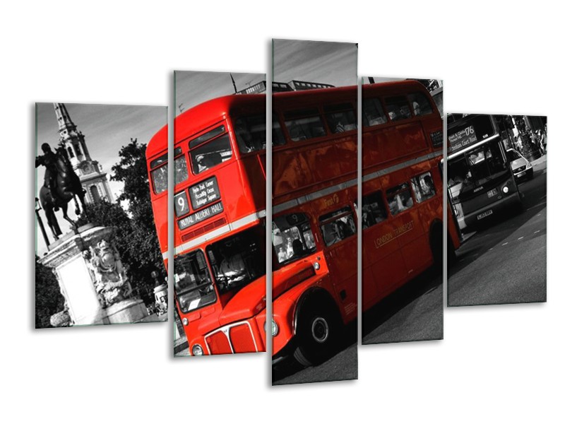 Glas schilderij Londen | Rood, Zwart, Grijs | 170x100cm 5Luik