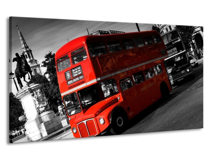 Canvas schilderij Londen | Rood, Zwart, Grijs | 190x100cm 1Luik