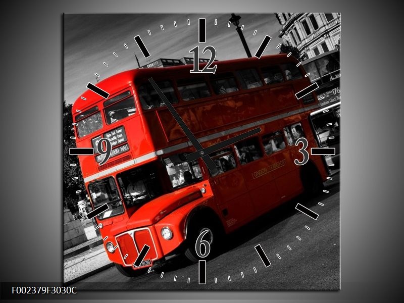 Klok schilderij Londen | Rood, Zwart, Grijs | 30x30cm 1Luik