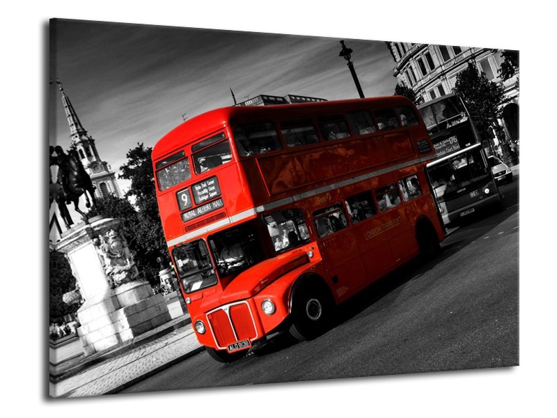 Glas schilderij Londen | Rood, Zwart, Grijs | 70x50cm 1Luik
