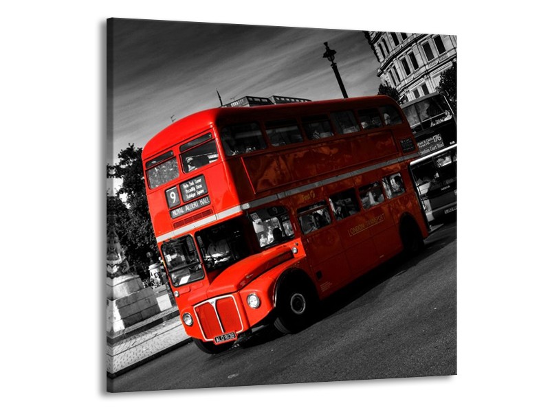 Canvas schilderij Londen | Rood, Zwart, Grijs | 70x70cm 1Luik