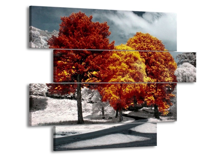 Canvas schilderij Natuur | Geel, Oranje, Wit | 115x85cm 4Luik