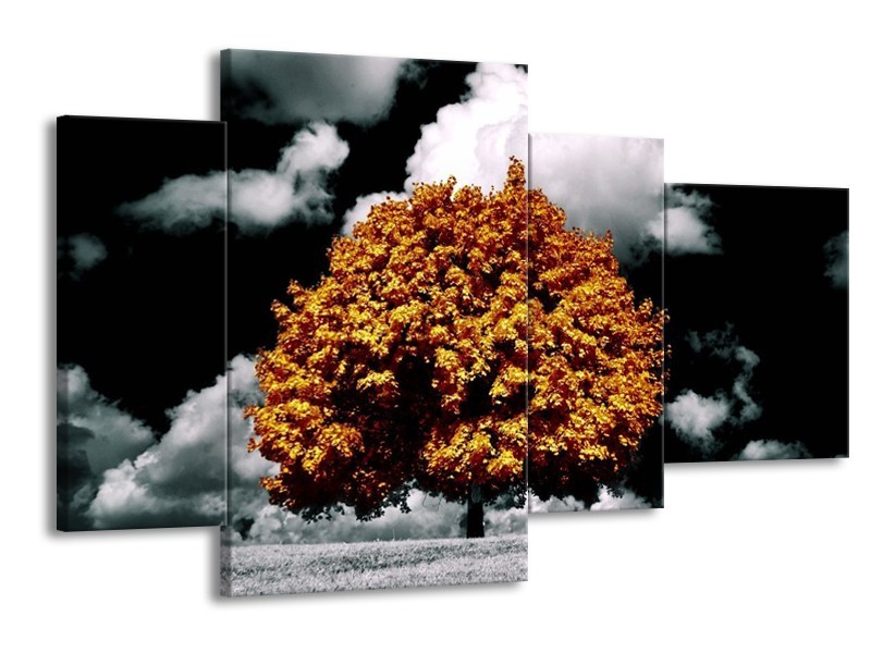 Canvas schilderij Natuur | Bruin, Grijs, Zwart | 120x75cm 4Luik