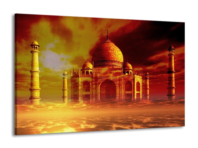 Canvas schilderij Taj Mahal | Oranje, Bruin, Geel | 140x90cm 1Luik