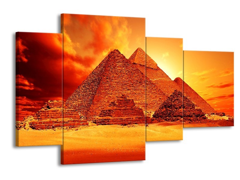 Glas schilderij Piramide | Geel, Rood, Oranje | 120x75cm 4Luik